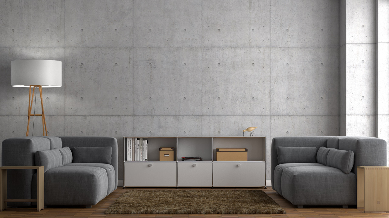 Leere Wohnzimmerwand Beton vor Wanddruck Schweiz